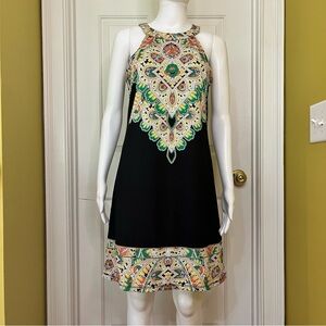 INC International Concepts Black and Vibrant Pattern Mini Dress Women size S